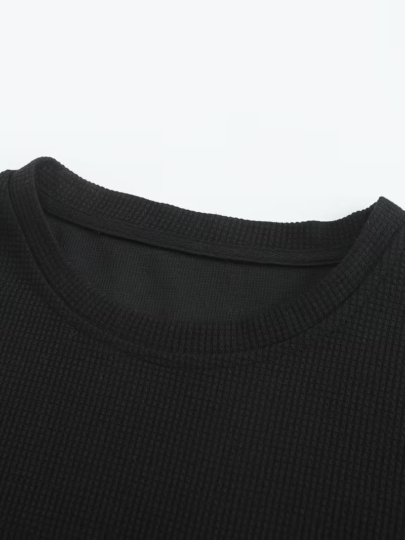 Men’s Waffle Knit Short Sleeve Tee – Solid Color Casual Summer T-Shirt, Round Neck, Textured Fabric, Machine Washable, Regular Fit for Teens & Young Adults