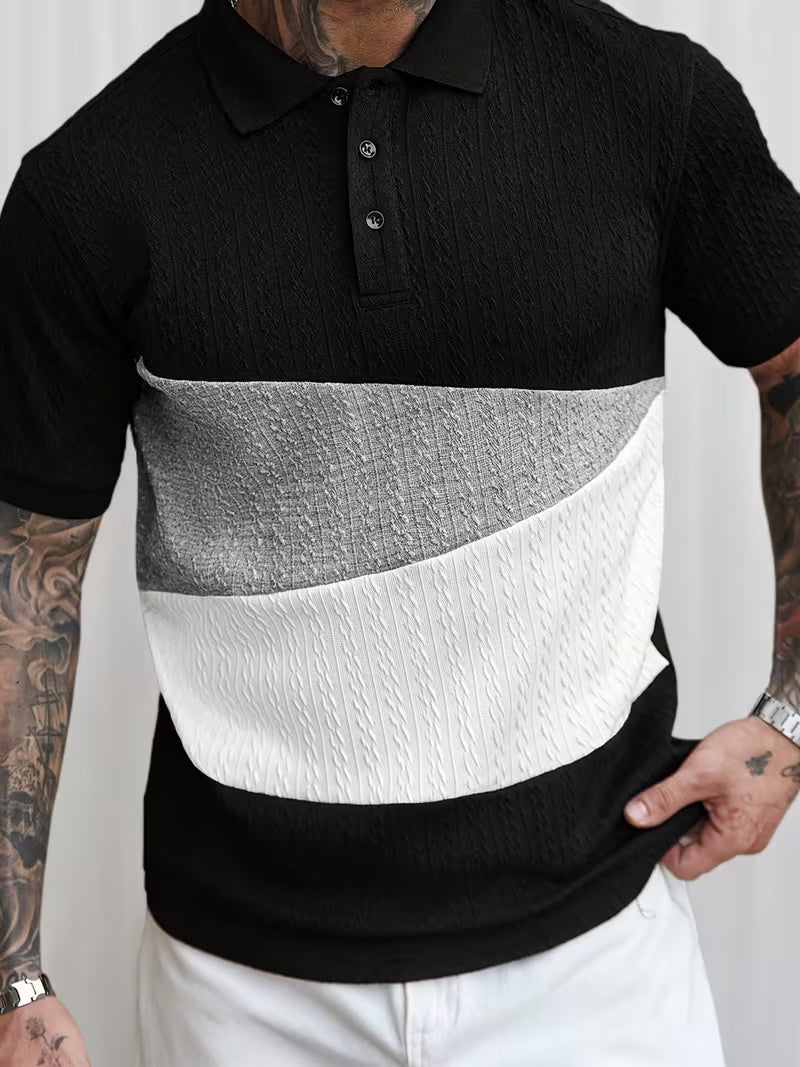 Men’s Sporty Short Sleeve Polo Shirt – Stylish Front Button Design, Lightweight Summer Tee for Golf, Tennis, Gym, Running, and Coaching