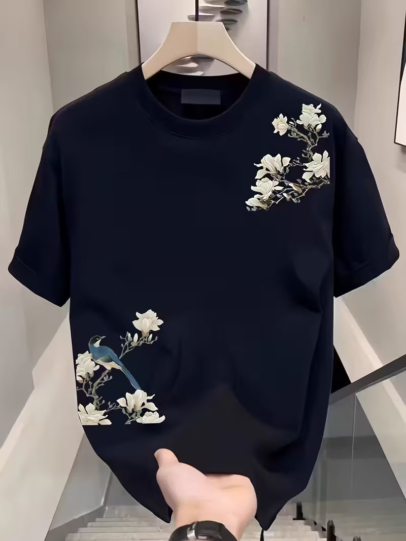 Men’s 100% Cotton Short Sleeve T-Shirt – Soft Round Neck Casual Tee with Printed Design, Lightweight & Comfortable for Everyday Summer Wear