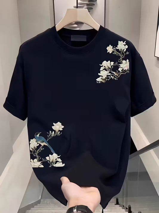 Men’s 100% Cotton Short Sleeve T-Shirt – Soft Round Neck Casual Tee with Printed Design, Lightweight & Comfortable for Everyday Summer Wear