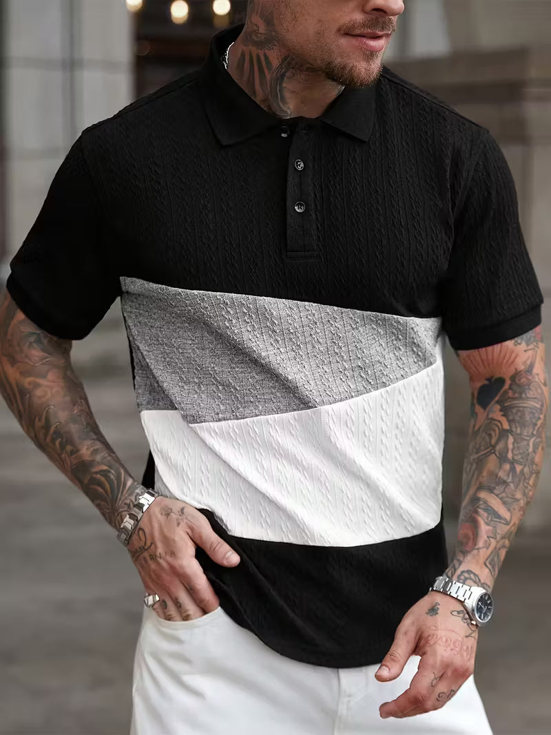 Men’s Sporty Short Sleeve Polo Shirt – Stylish Front Button Design, Lightweight Summer Tee for Golf, Tennis, Gym, Running, and Coaching