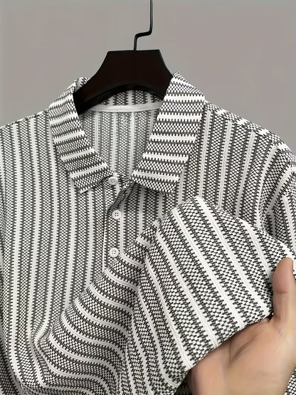 Men’s Breathable Vertical Stripe Shirt – Mint Green & White Lightweight Button-Up with Contrast Collar for Office, Travel & Casual Summer Wear