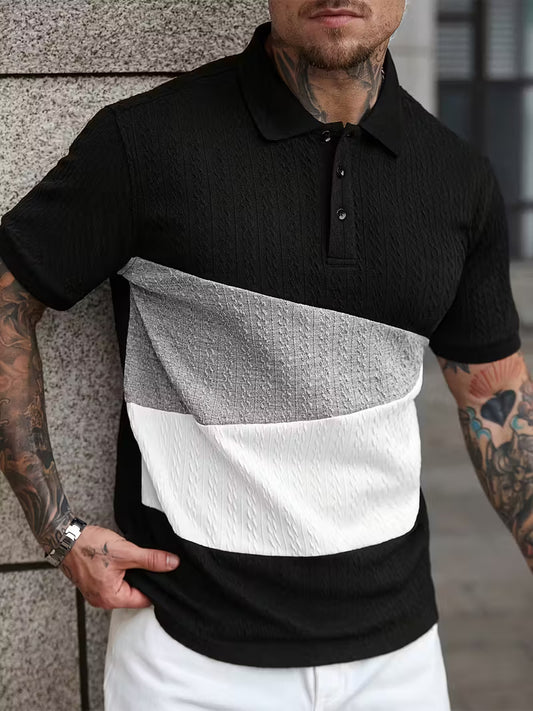 Men’s Sporty Short Sleeve Polo Shirt – Stylish Front Button Design, Lightweight Summer Tee for Golf, Tennis, Gym, Running, and Coaching