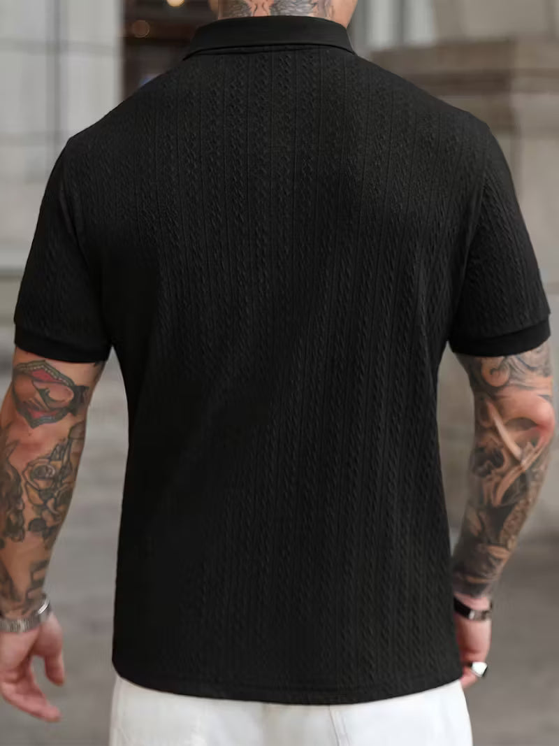 Men’s Sporty Short Sleeve Polo Shirt – Stylish Front Button Design, Lightweight Summer Tee for Golf, Tennis, Gym, Running, and Coaching