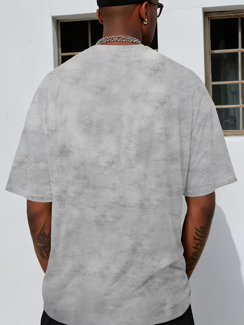 Men’s Tie-Dye T-Shirt – Pastel Pink & White Ombre Design, Lightweight Round Neck Tee, Breathable Polyester Knit for Summer Streetwear